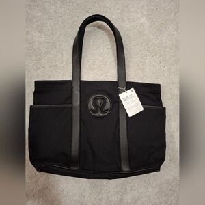Lululemon Black Canvas Tote with Cactus Leather Trims NWT